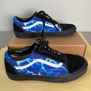 Vans Lightning Old Skool Low Top Skate Shoes Men 10.5 Women 12 Black Blue